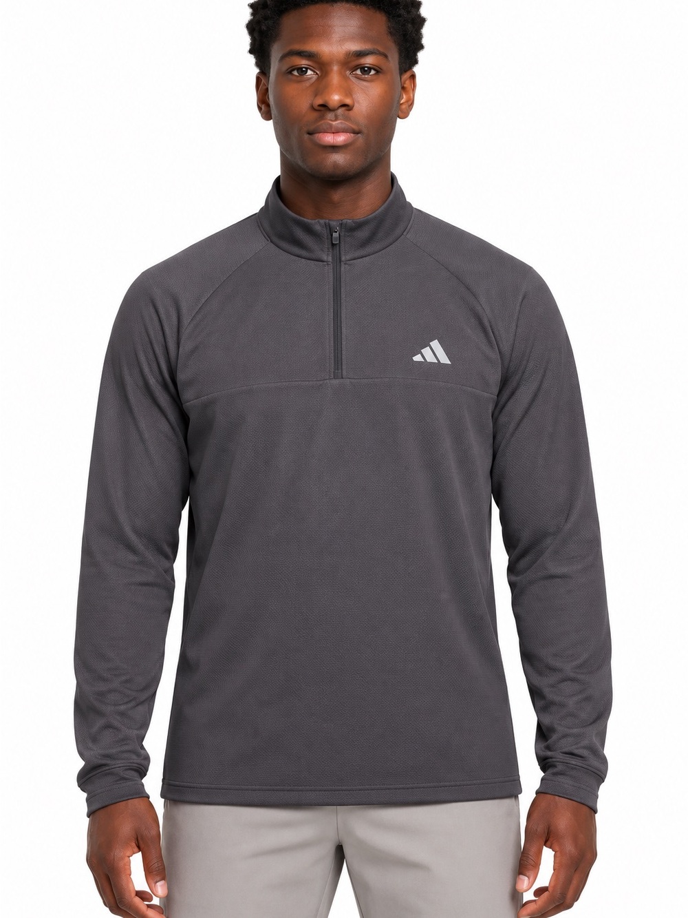 adidas Men's Dark Gray Quarter-Zip Performance Pullover